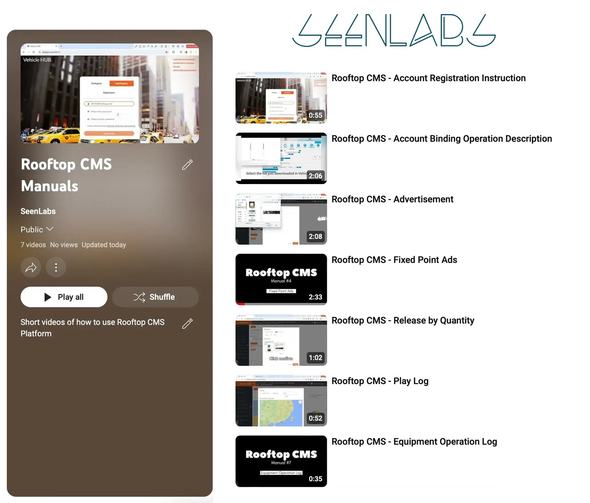 Rooftop CMS Platform Short Video Manuals 